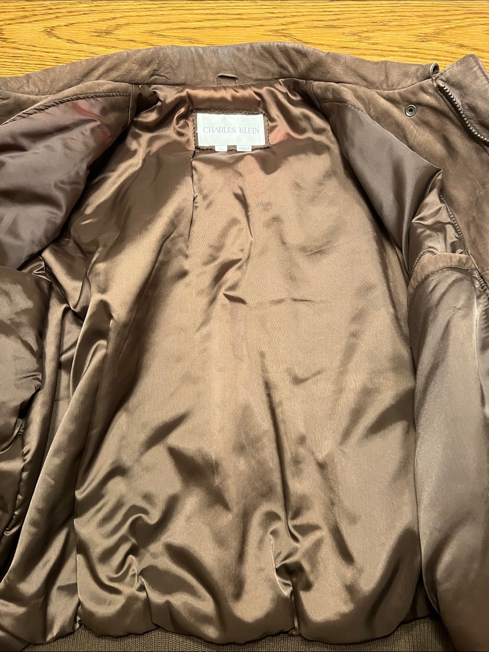 Vintage 90s Charles Klein Brown Leather Bomber Jacket - Picture 5 of 8